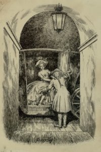 Йорик предлагает даме ехать вместе с ним. 1934. Иллюстрация Н. П. Феофилактова.